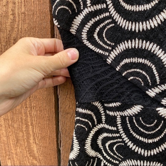 Free People Black and Cream Mini Bodycon Dress - Picture 5 of 7